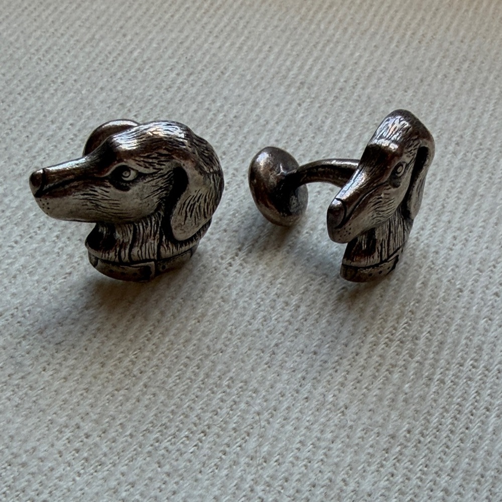 Silver-tone Dog Head Cufflinks